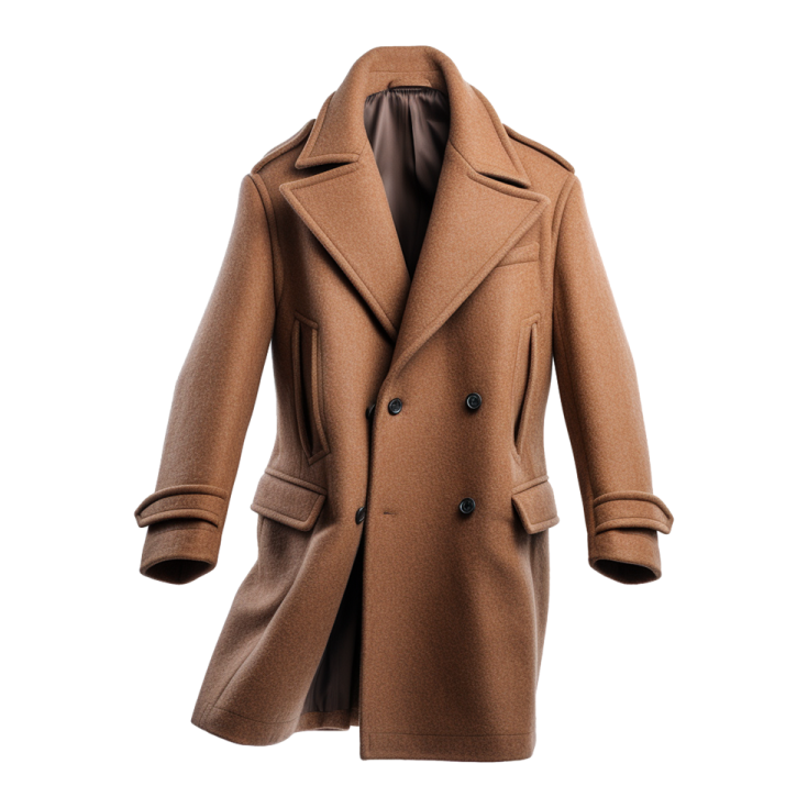 a brown coat on a white background