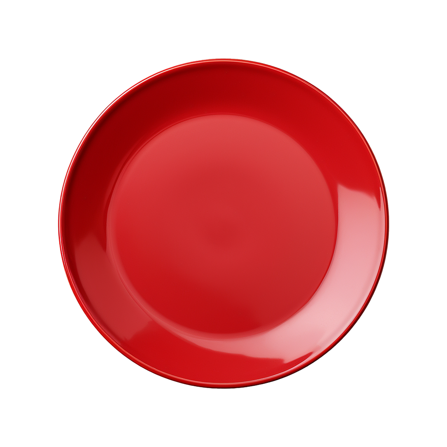 a red plate on a white background