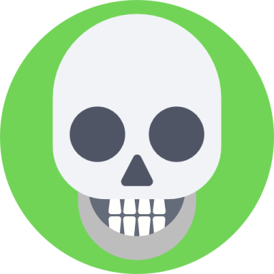 a green circle with a skull on it