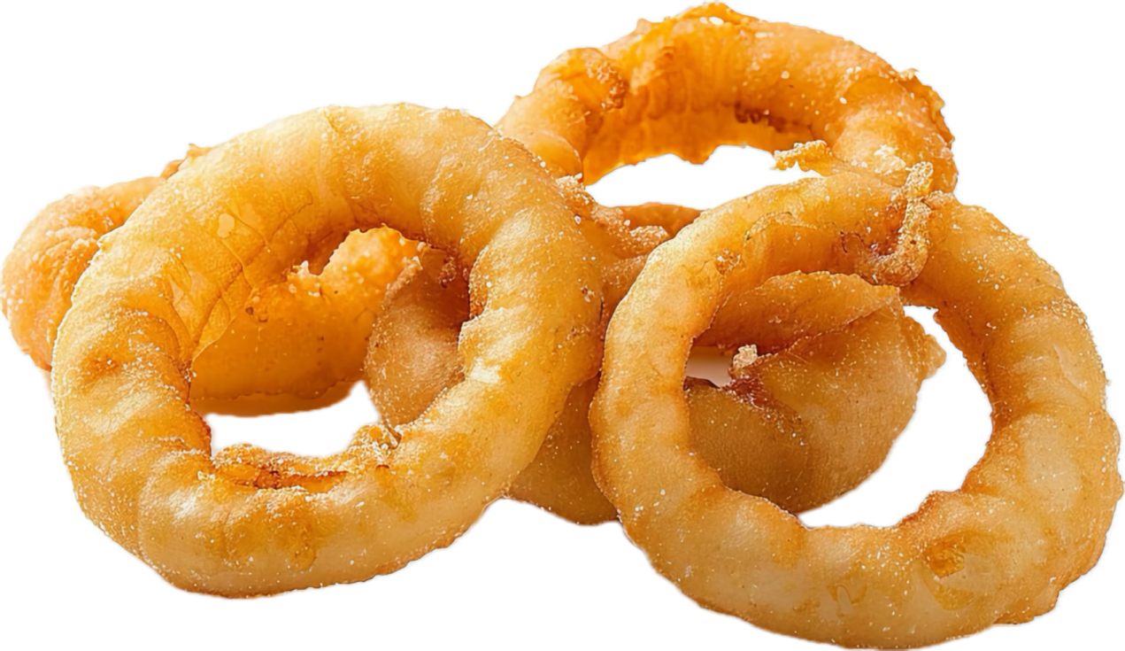 onion rings on a white background