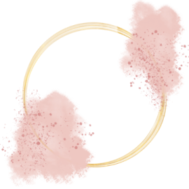 a circular frame with pink flowers on it