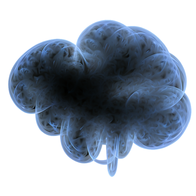 a blue smoke cloud on a white background