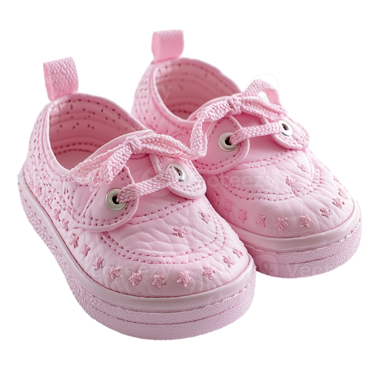 a pair of pink shoes on a white background