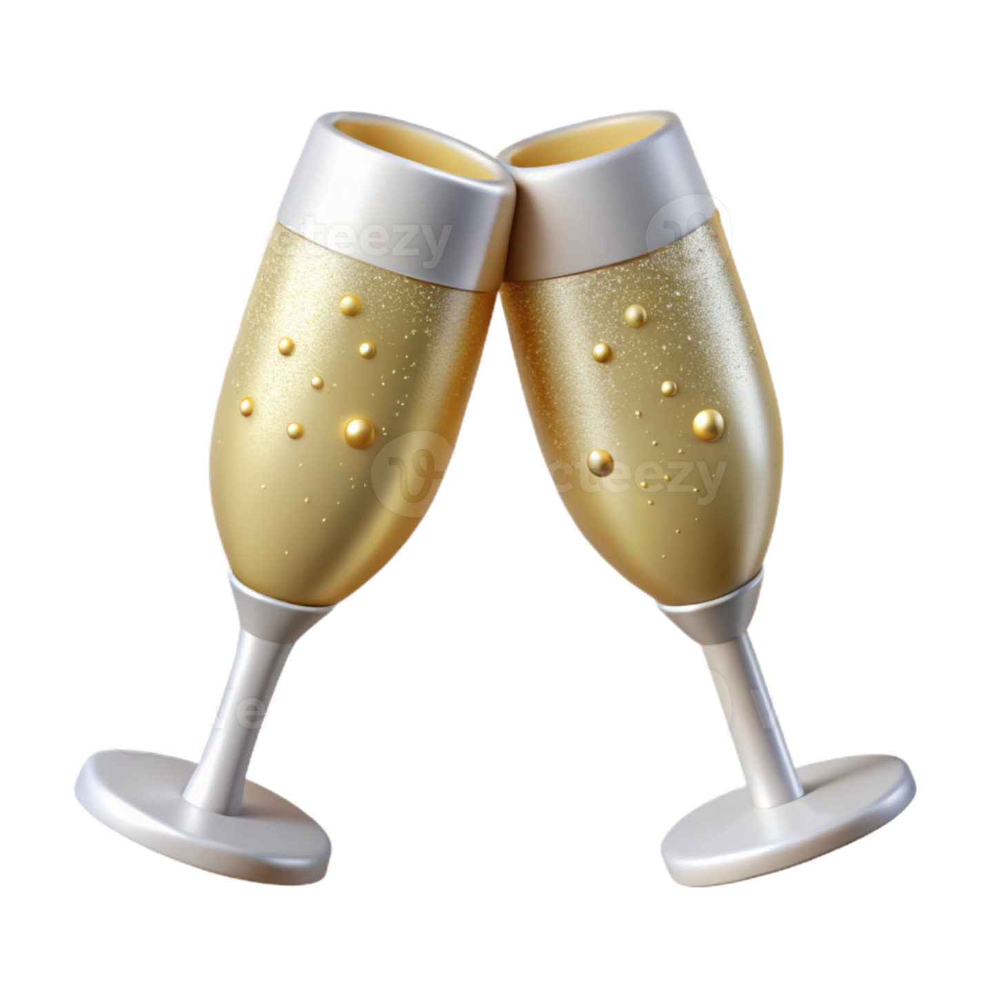 two glasses of champagne on a white background