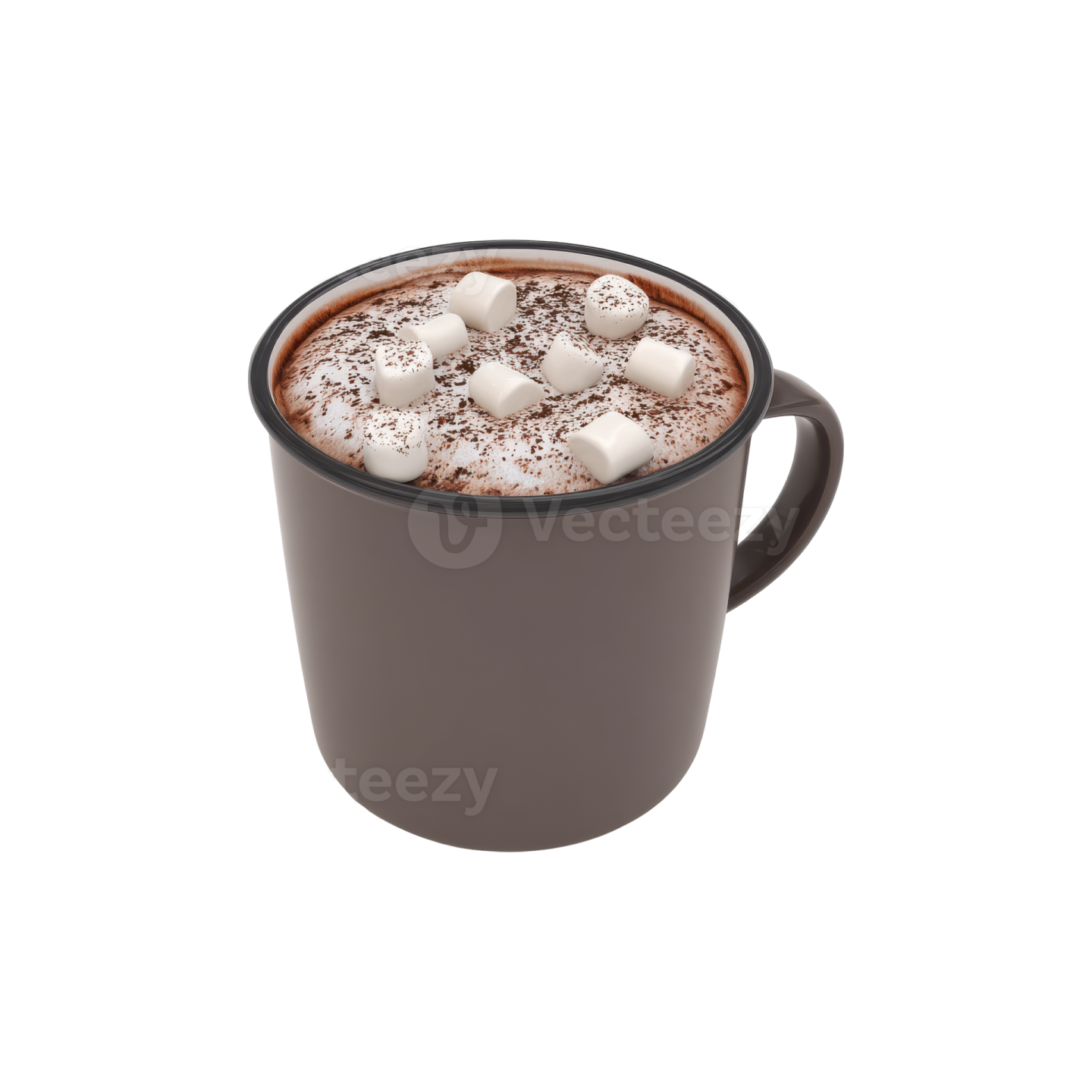 a cup of hot chocolate on a white background