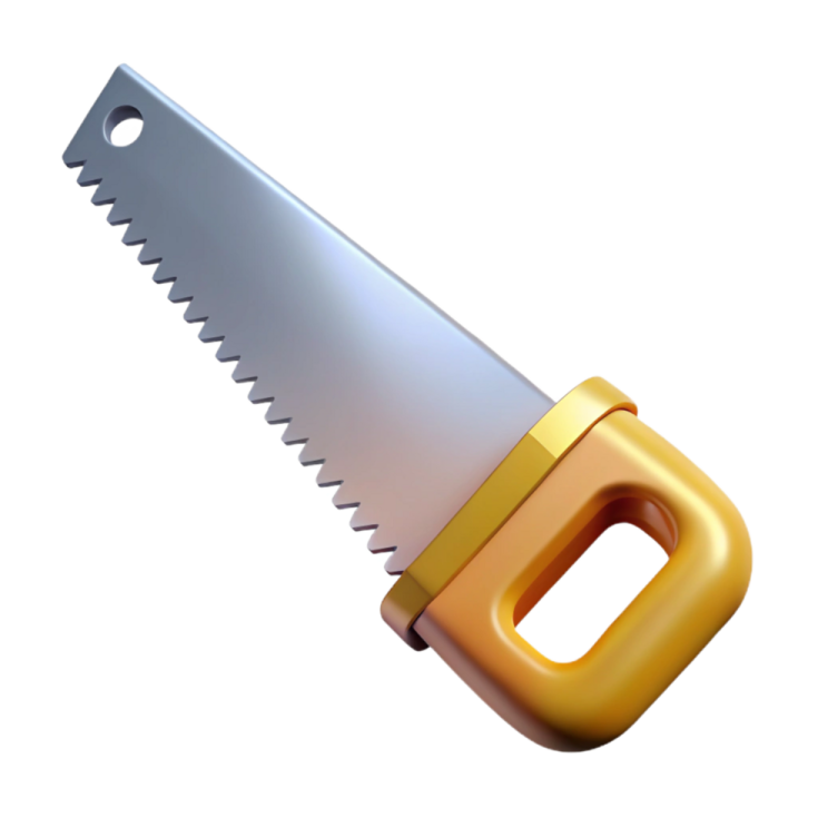 a saw with a yellow handle on it