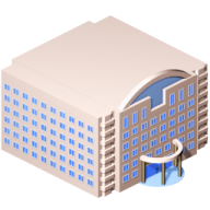 an image of a building with blue windows