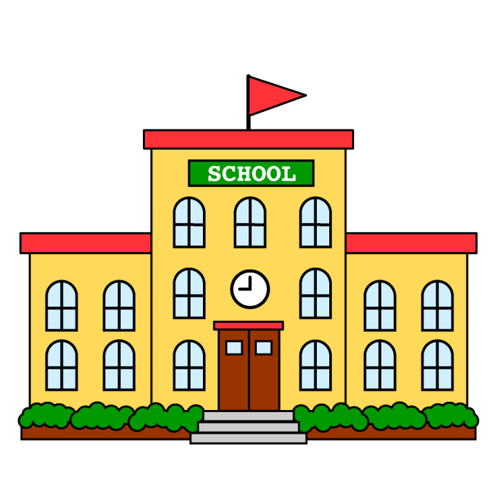 school building flat color icon vector illustration design