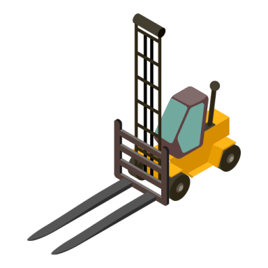 a yellow fork truck with a fork