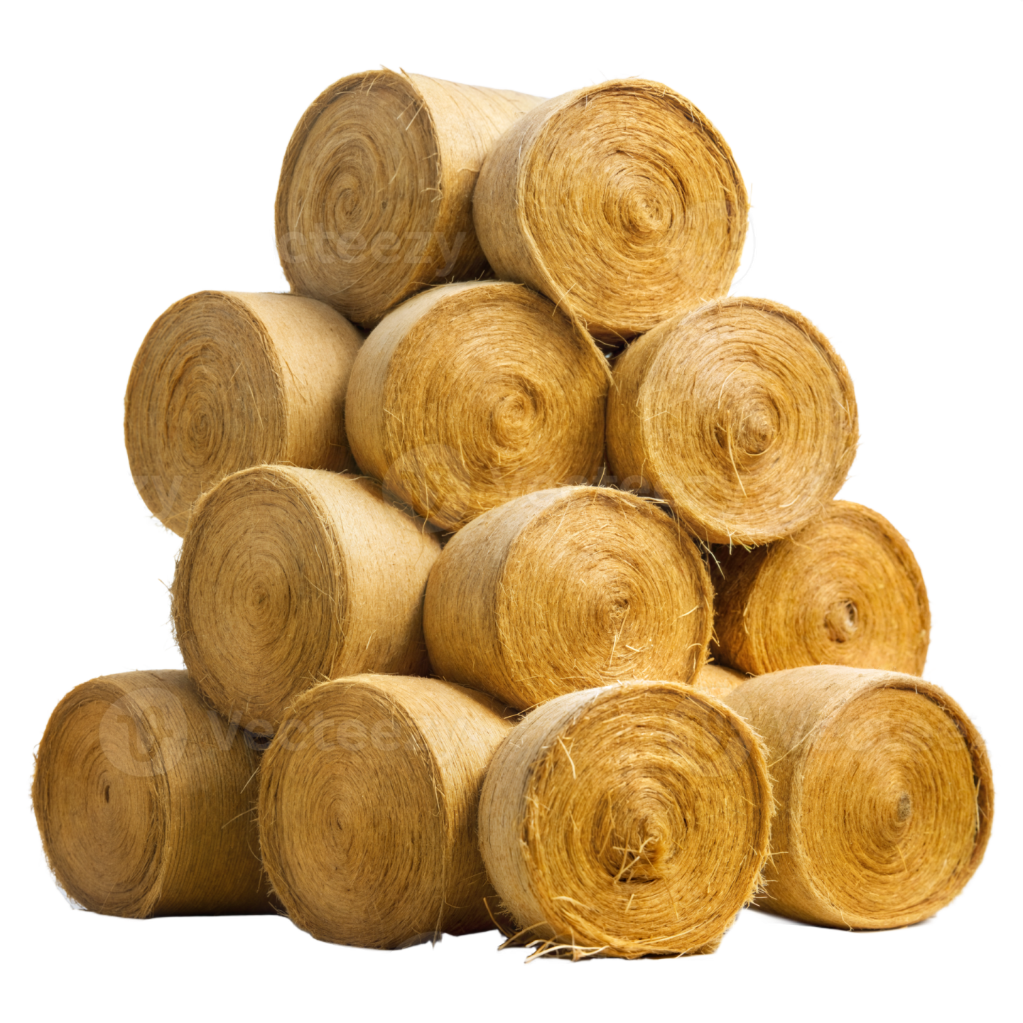 a pile of hay rolls on a white background