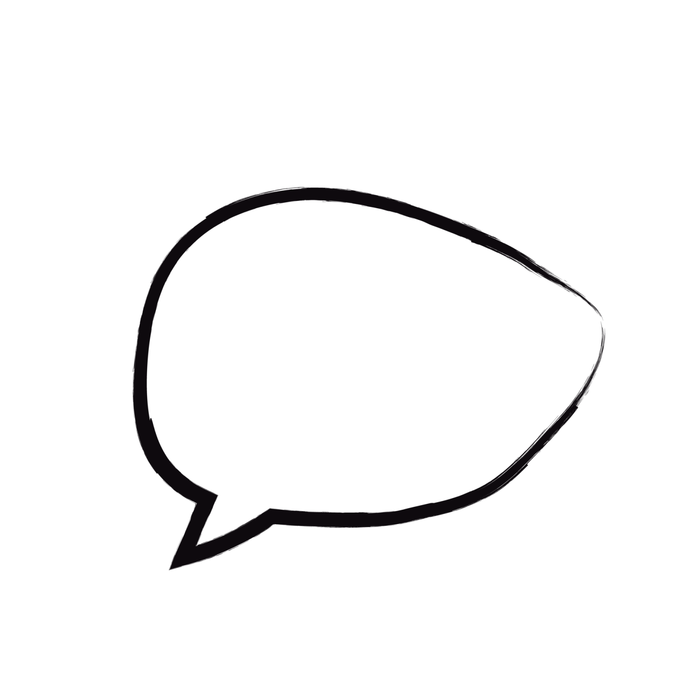 a black and white drawing of a speech bubble