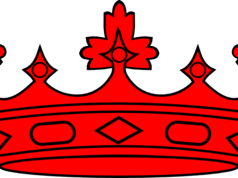 a red crown on a white background