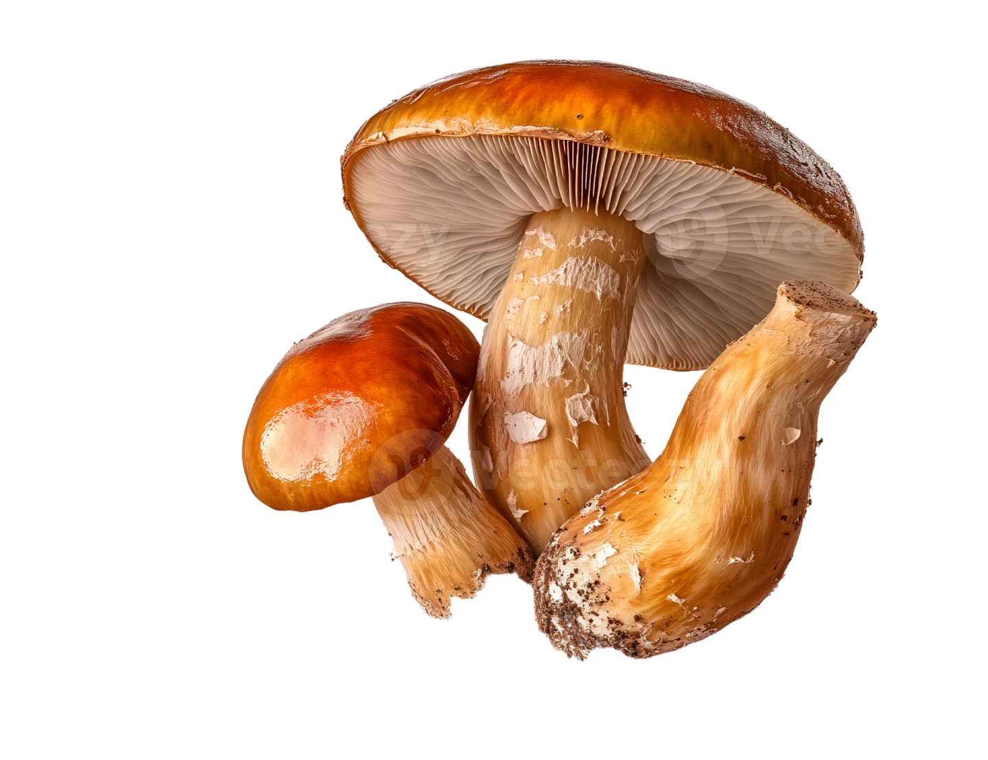 a group of mushrooms on a white background