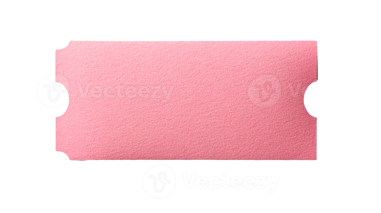 a pink ticket card on a white background