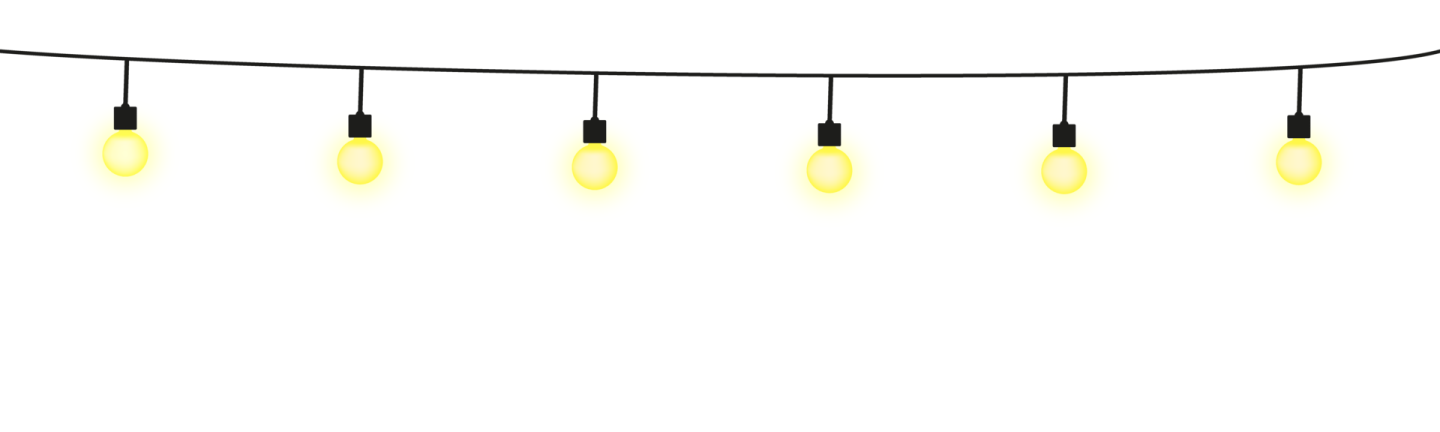 a string of light bulbs on a white background