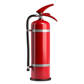 a red fire exor on a white background