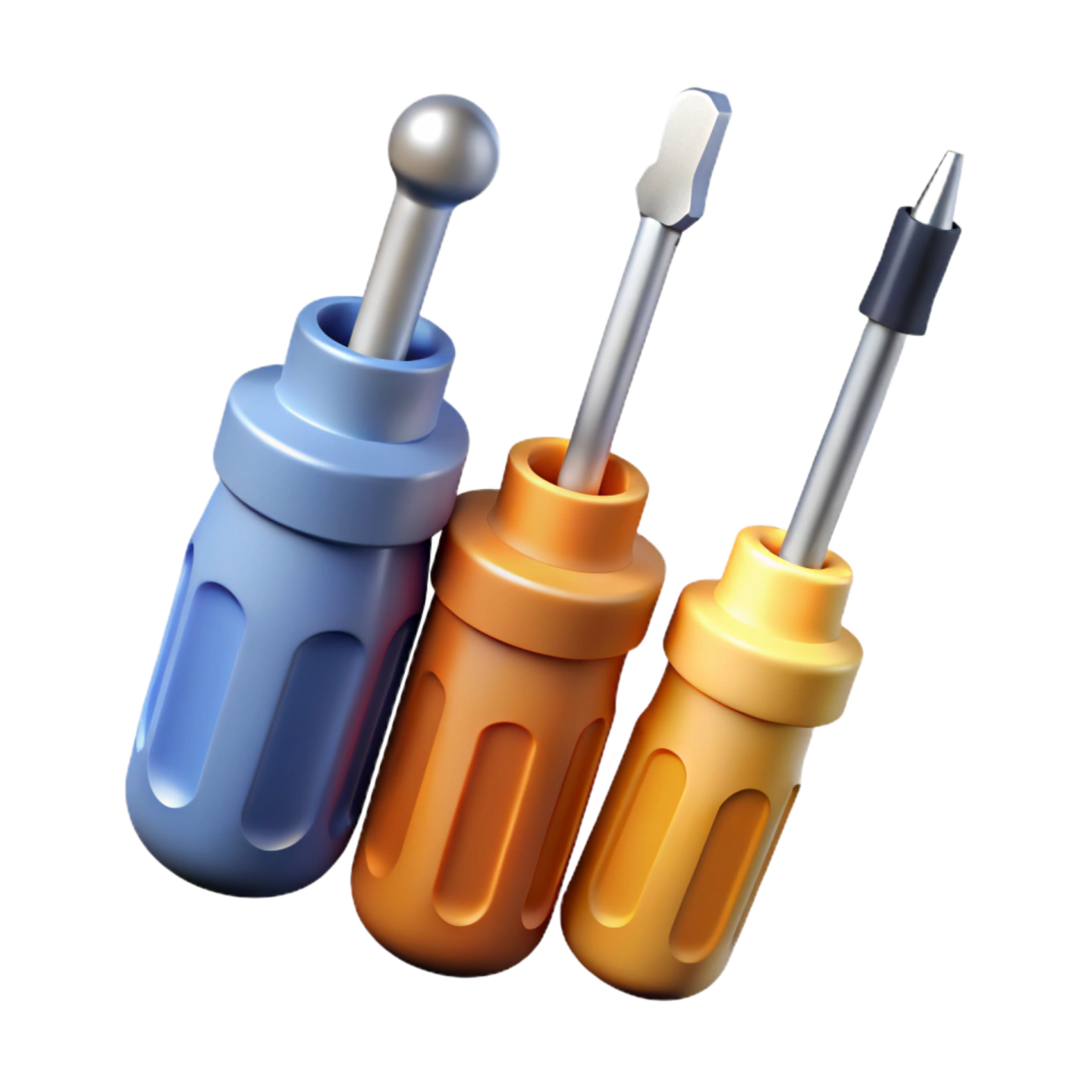 three different types of screws on a white background
