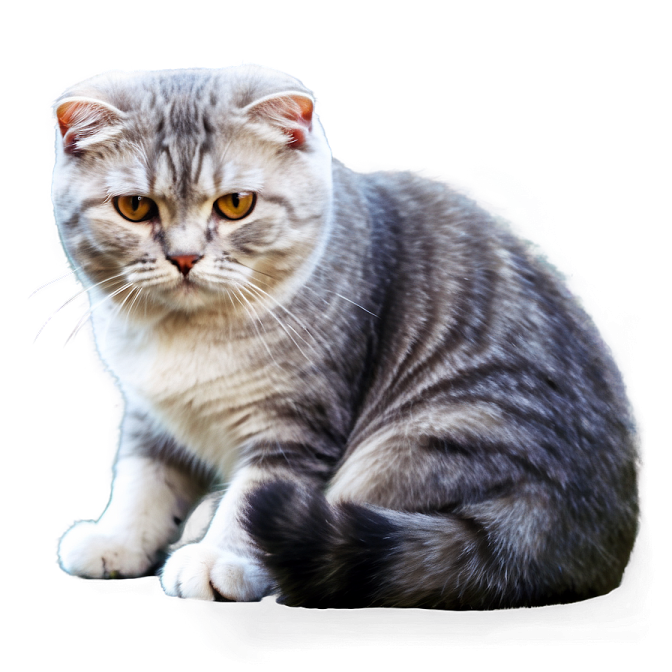a gray and white cat sitting on a white surface