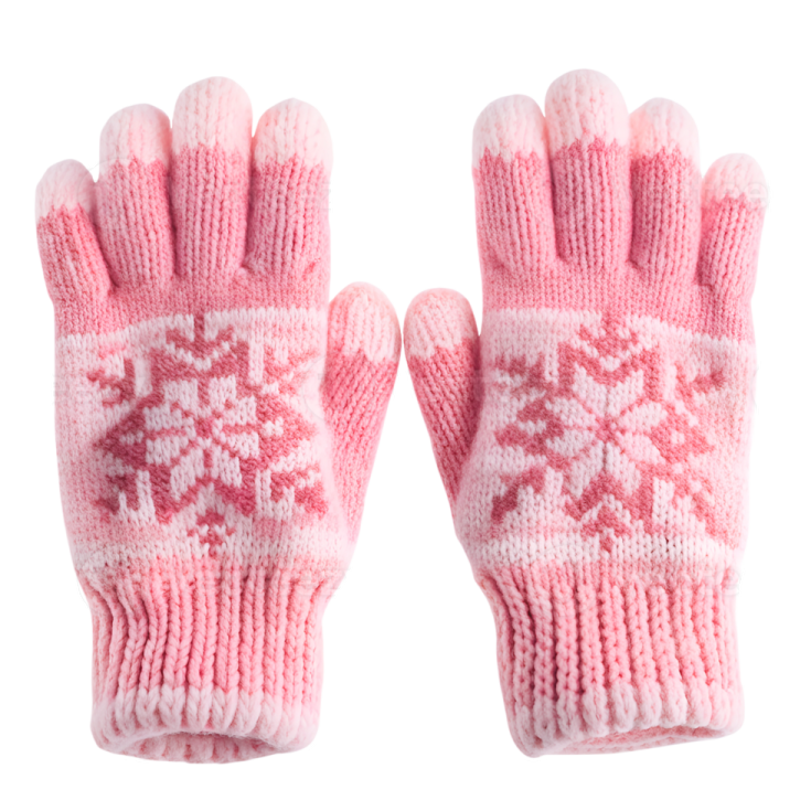 a pair of pink gloves on a white background