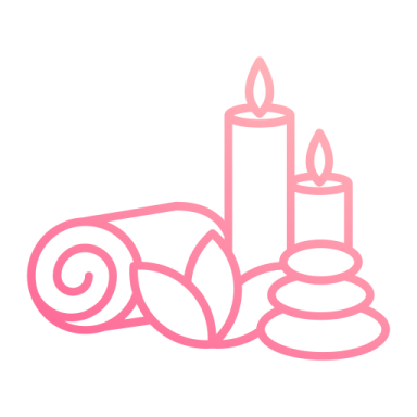a candle and stones on a white background