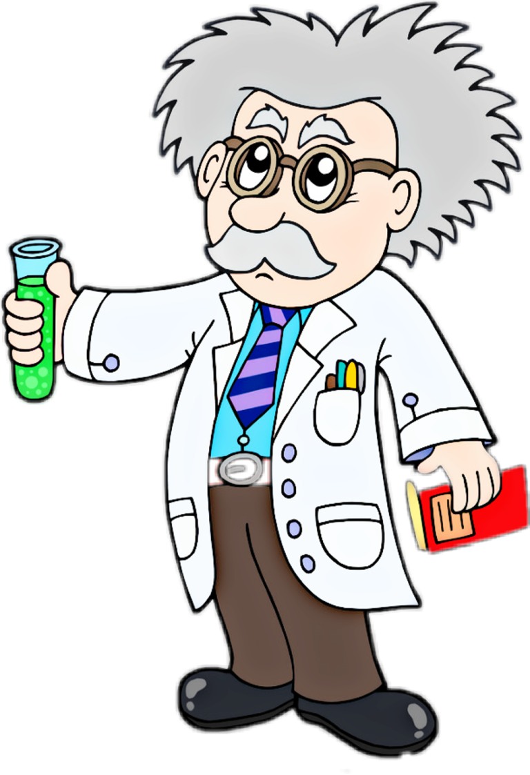 an old man in a lab coat holding a glass of water