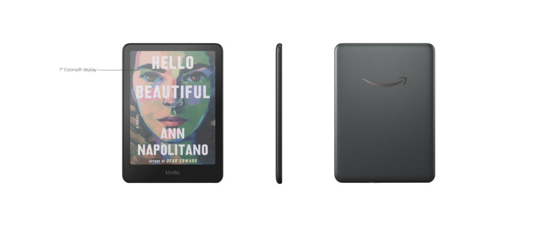 the amazon fire tablet is shown with its front and back view