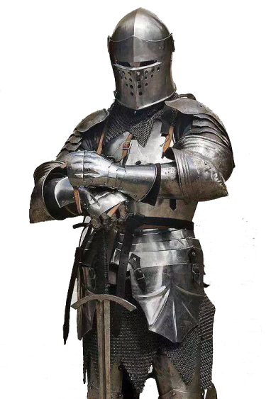a knight in full armor holding a sword