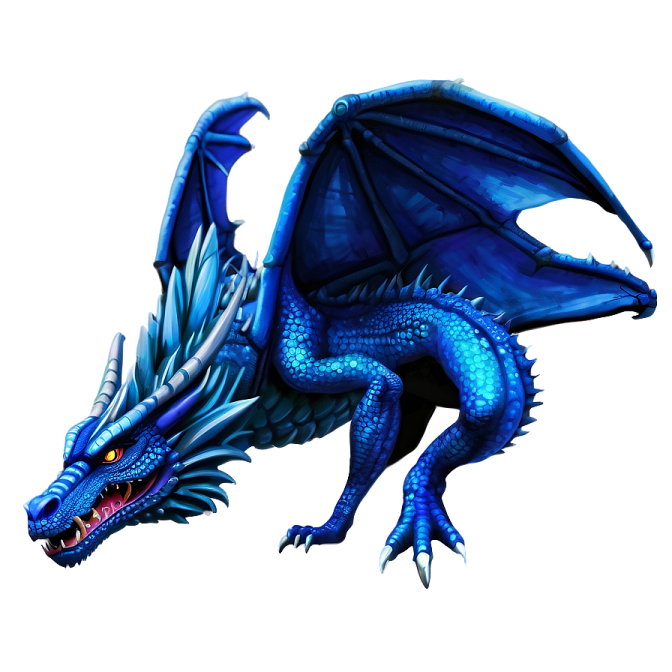 a blue dragon on a white background