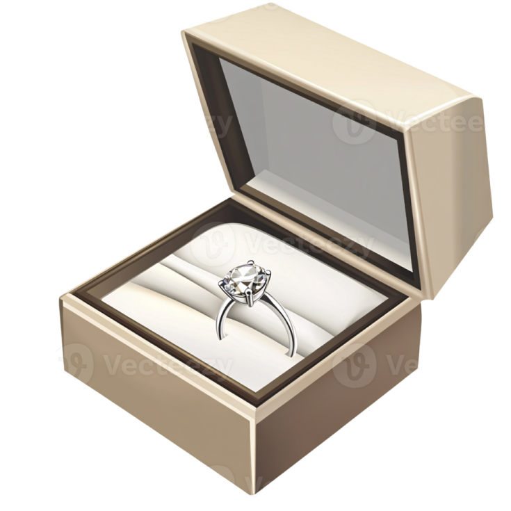 an open box with a ring inside
