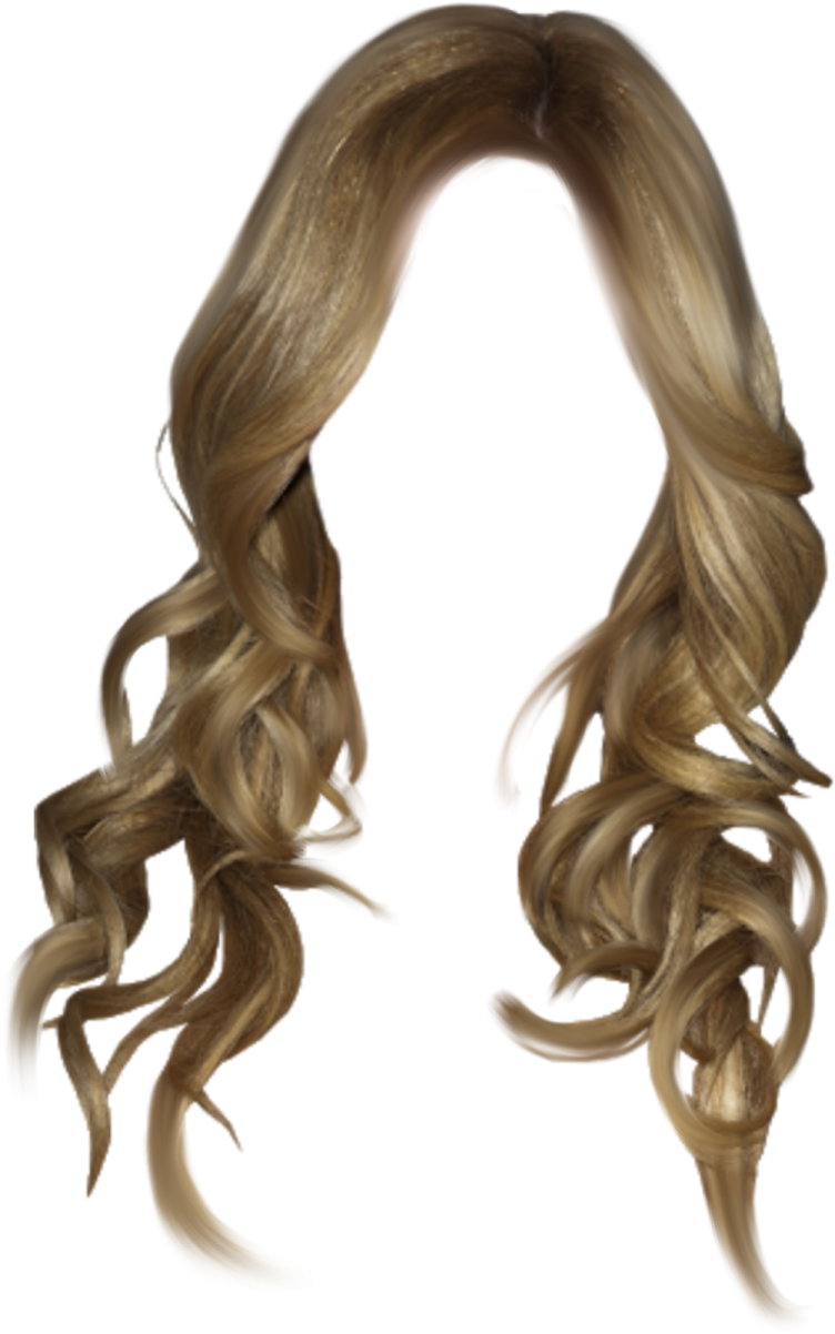 a woman with long blonde hair on a white background