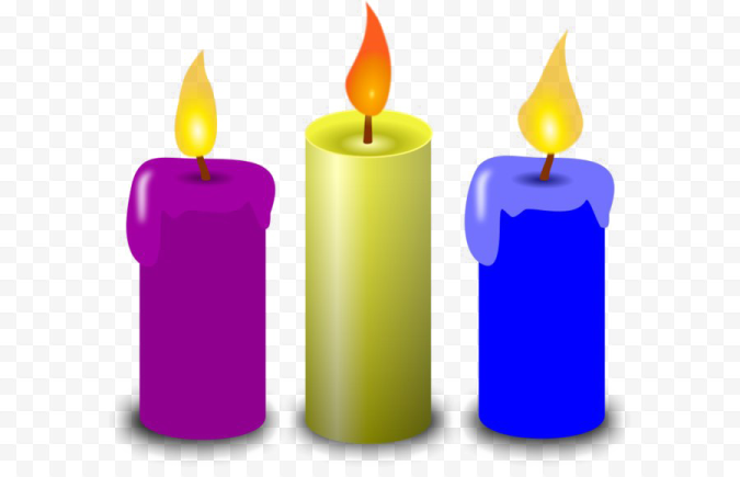 three colorful candles clipart