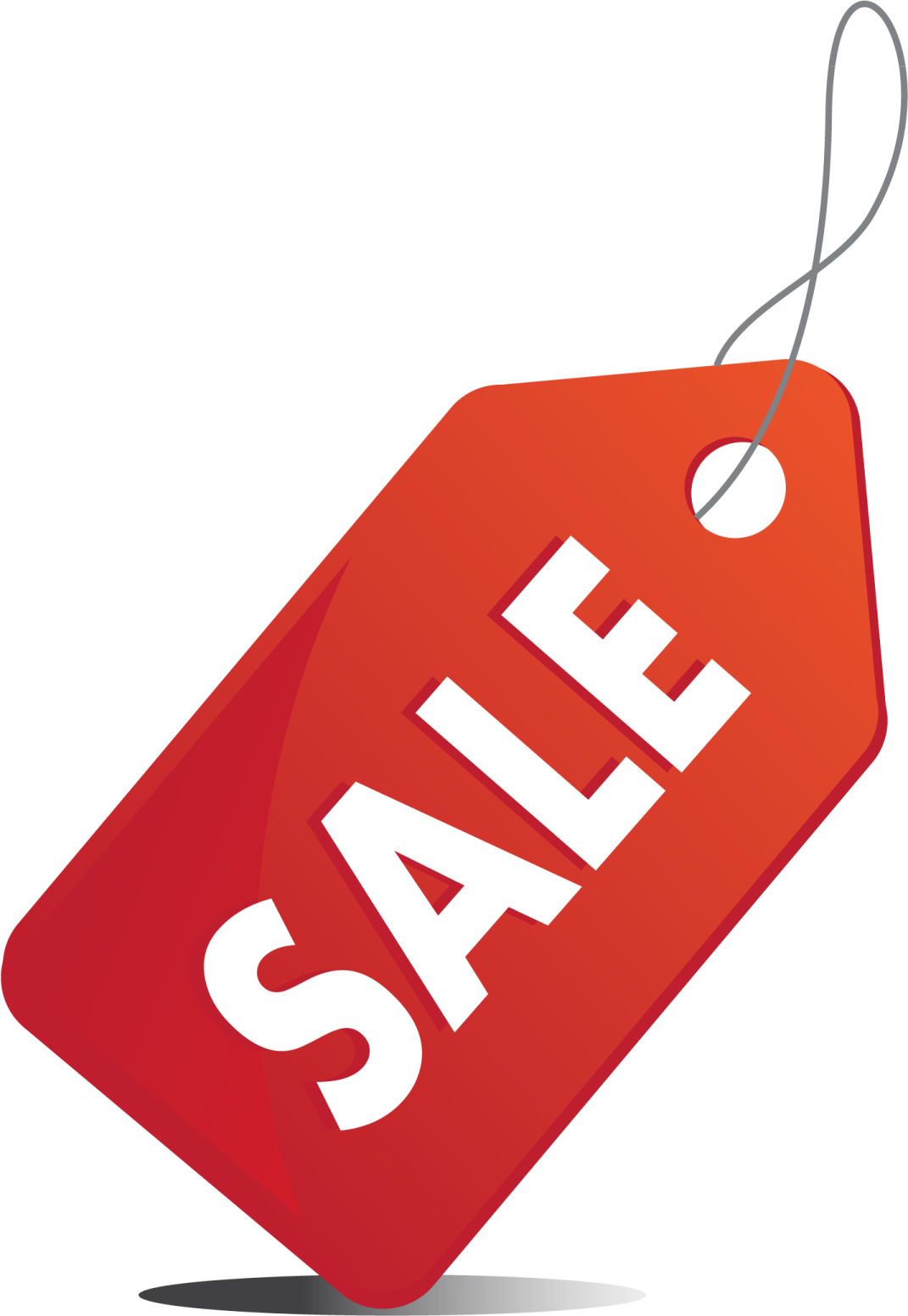 a red sale tag with the word sale on it
