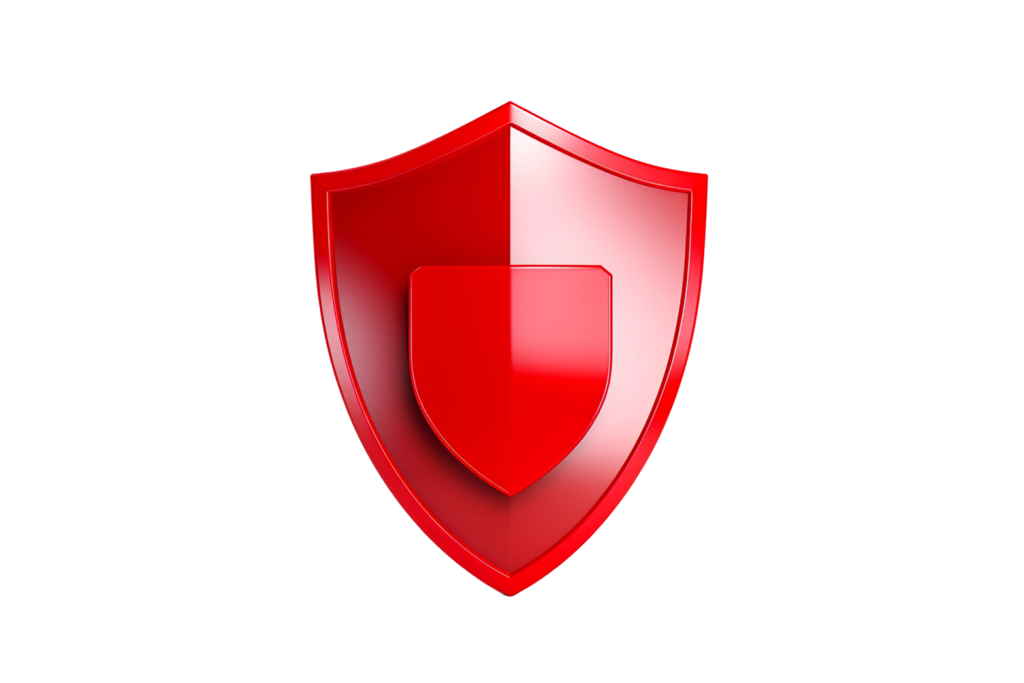 a red shield on a white background