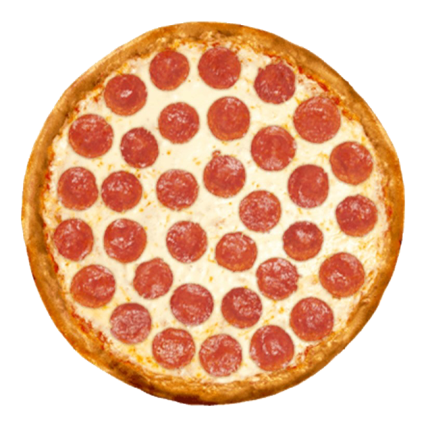 a pepperoni pizza on a white background
