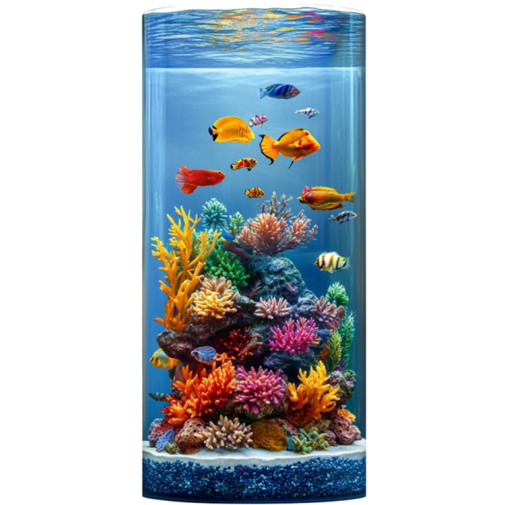 a fish tank filled with colorful corals