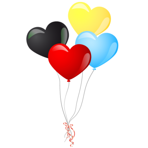 a bunch of heart shaped balloons