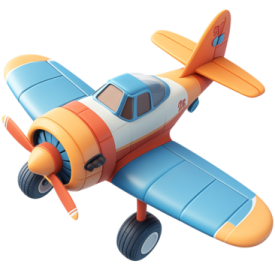 a small toy airplane with wheels and wheels