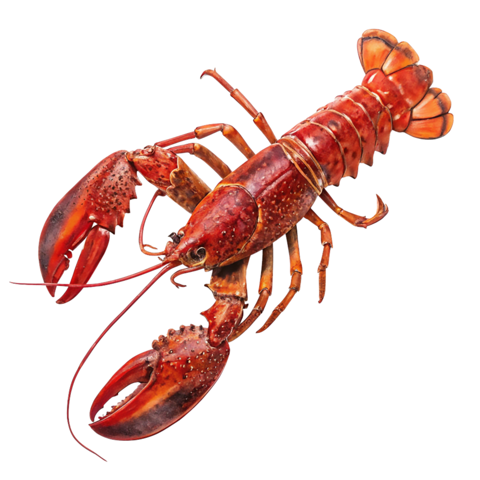 a red lobster on a white background