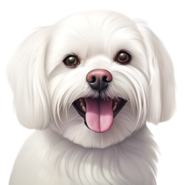 a white dog with its tongue out