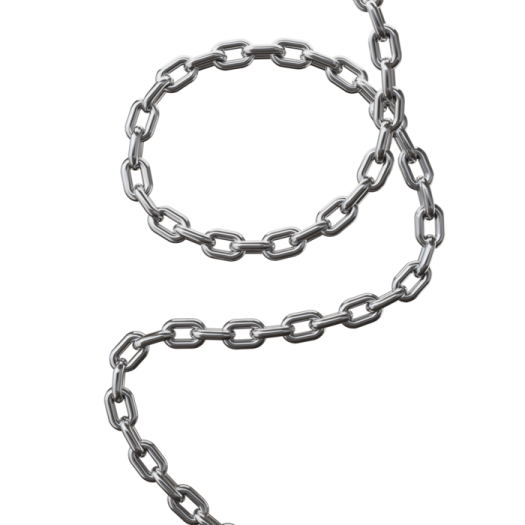 a metal chain on a white background