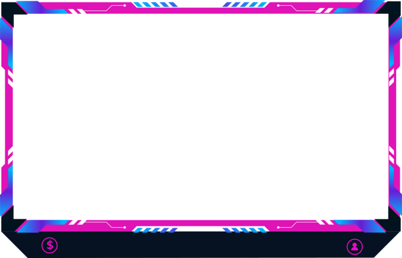 a black frame with a pink and blue pattern on it