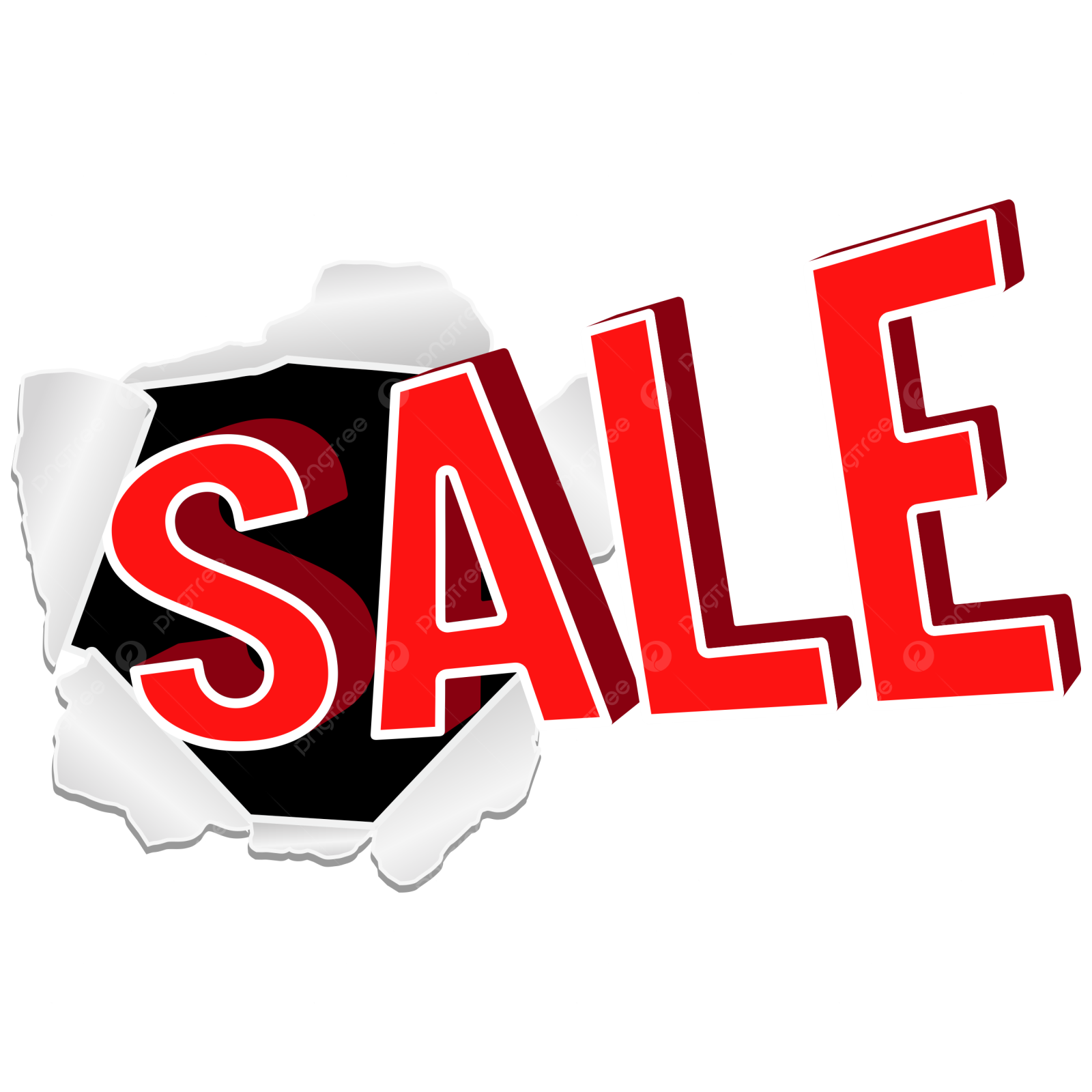 a torn piece of paper with the word sale on it