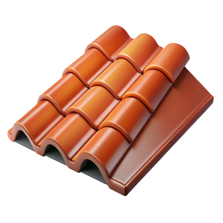an orange roof tile on a white background
