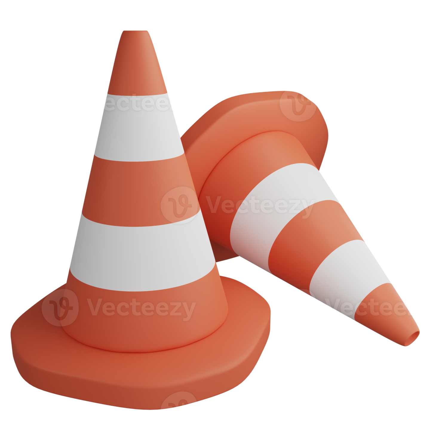 an orange and white traffic cone on a white background