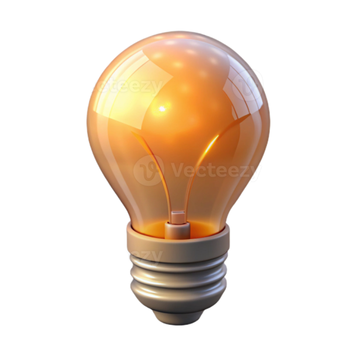 an orange light bulb on a white background