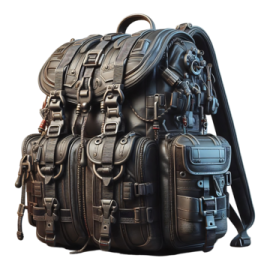 a large backpack with multiple compartments and straps