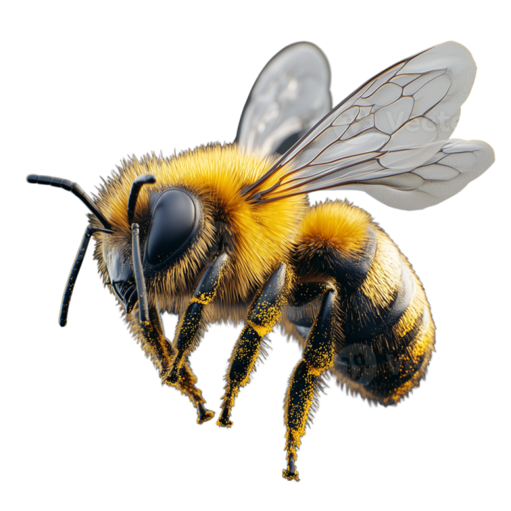 a bee on a white background