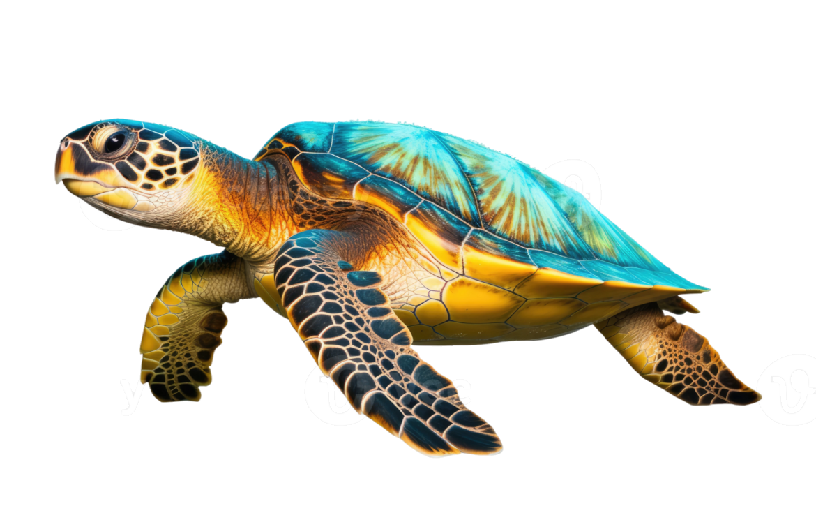 a green sea turtle on a white background