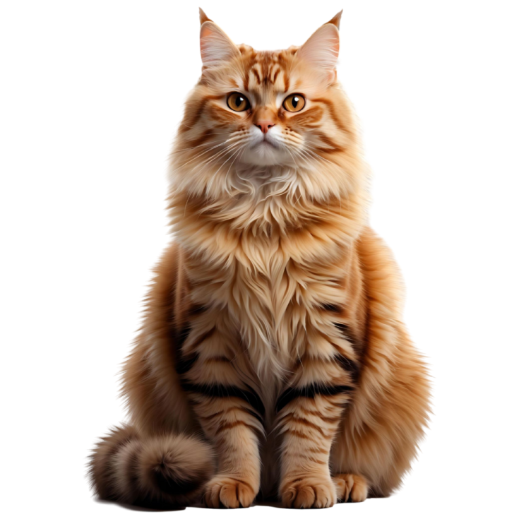 an orange cat sitting on a white background