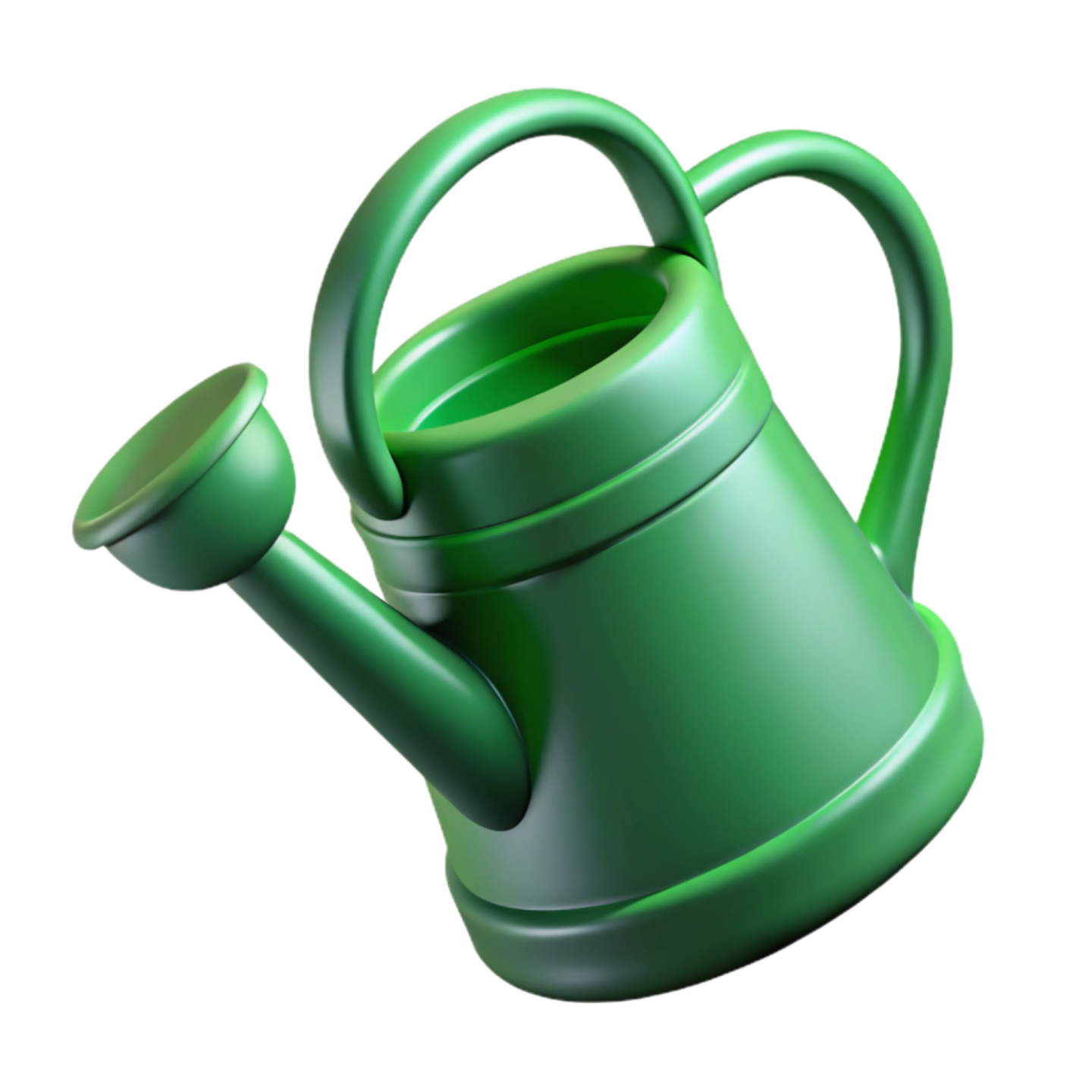 a green watering pot with a handle
